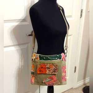 Vintage Addiction Recycled Military Tent Canvas Crossbody Bag